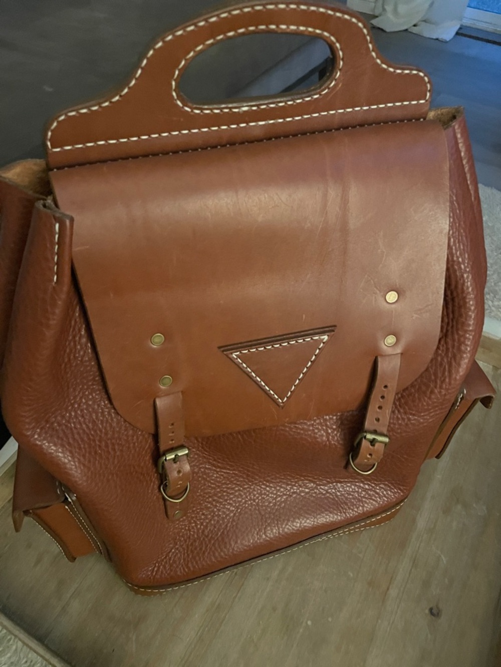 Classic Pebble-Leather Backpack in Cognac - Structured Top-Handle Carry